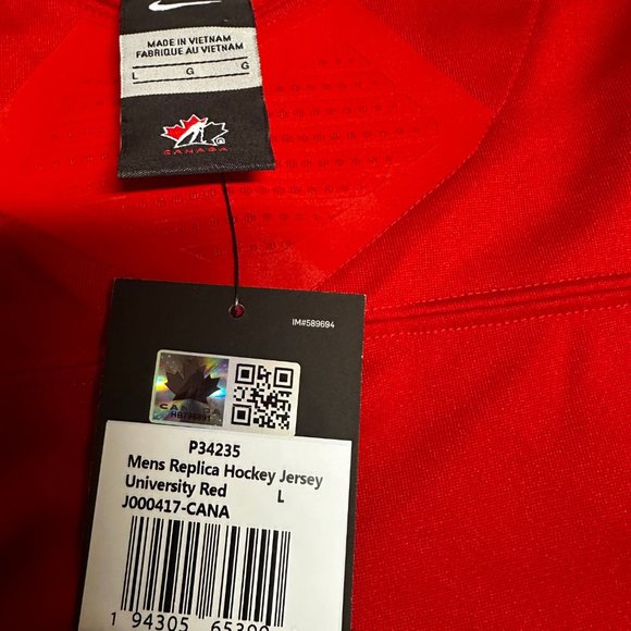 Nike Mens University Red Team Canada Long Sleeve Replica Hockey Jersey Size L - Picture 5 of 5